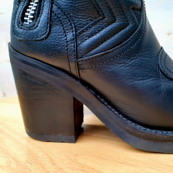 ASH Star Black Leather Platform Ankle Booties - Picture 8 of 13